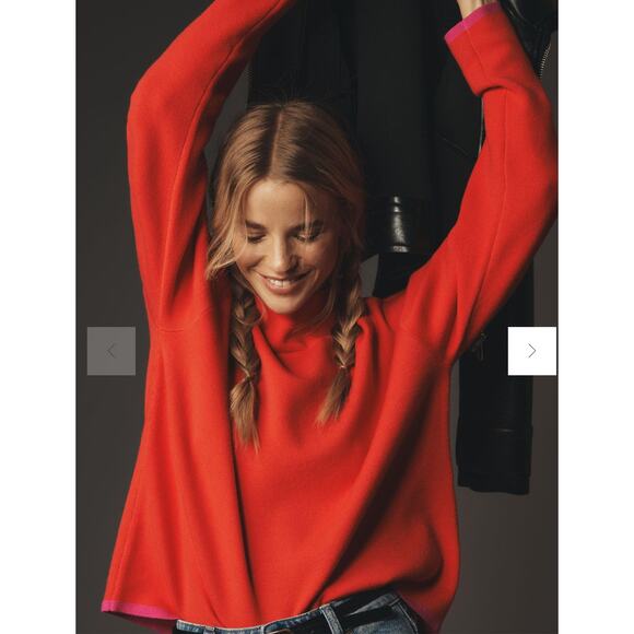 Anthropologie X Maeve Carys Mock Neck Sweater Red Size M - Picture 1 of 8